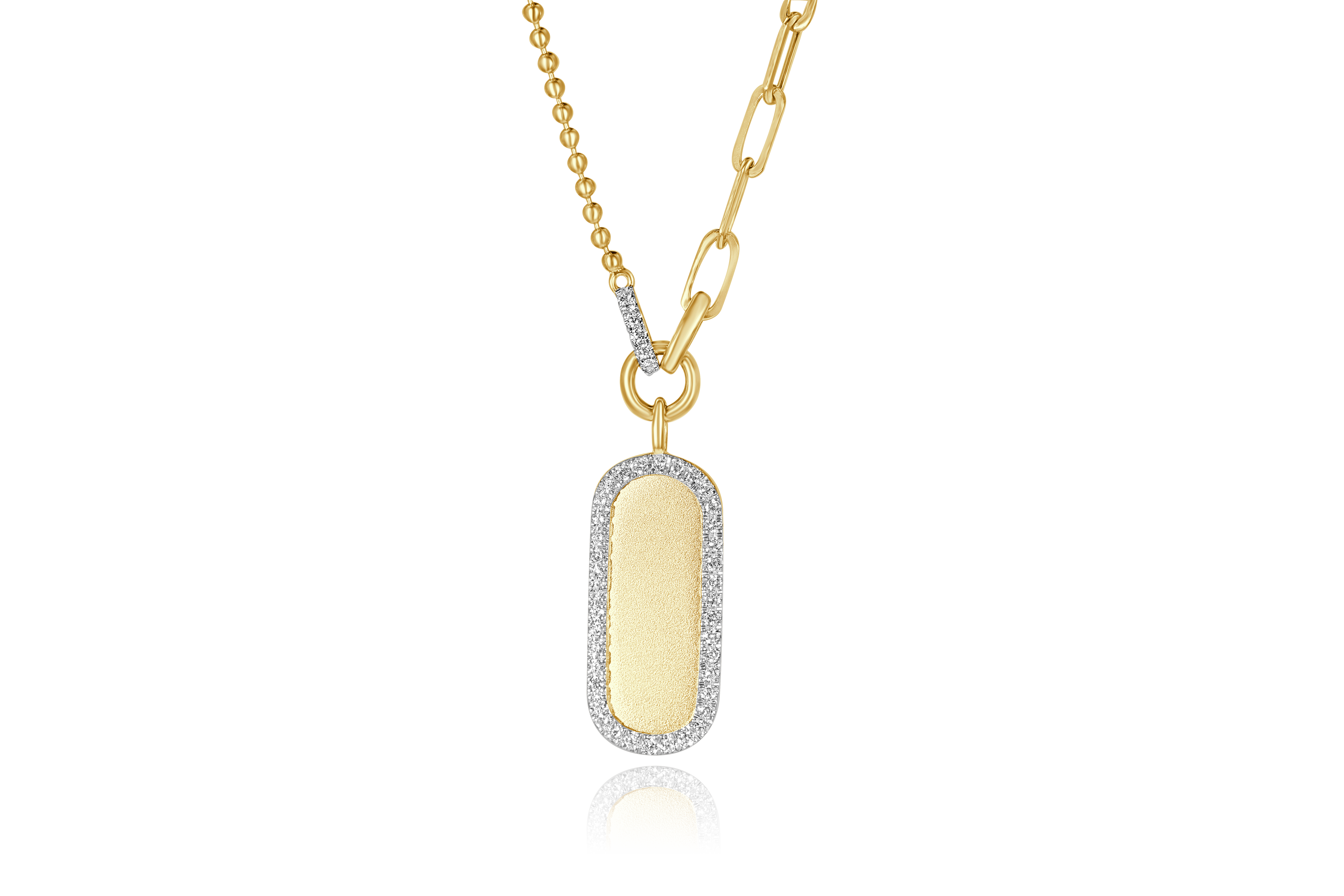 14K Yellow Gold Diamond Accented Pendant Necklace with diamond Accented Bails Natural RBC Diamonds