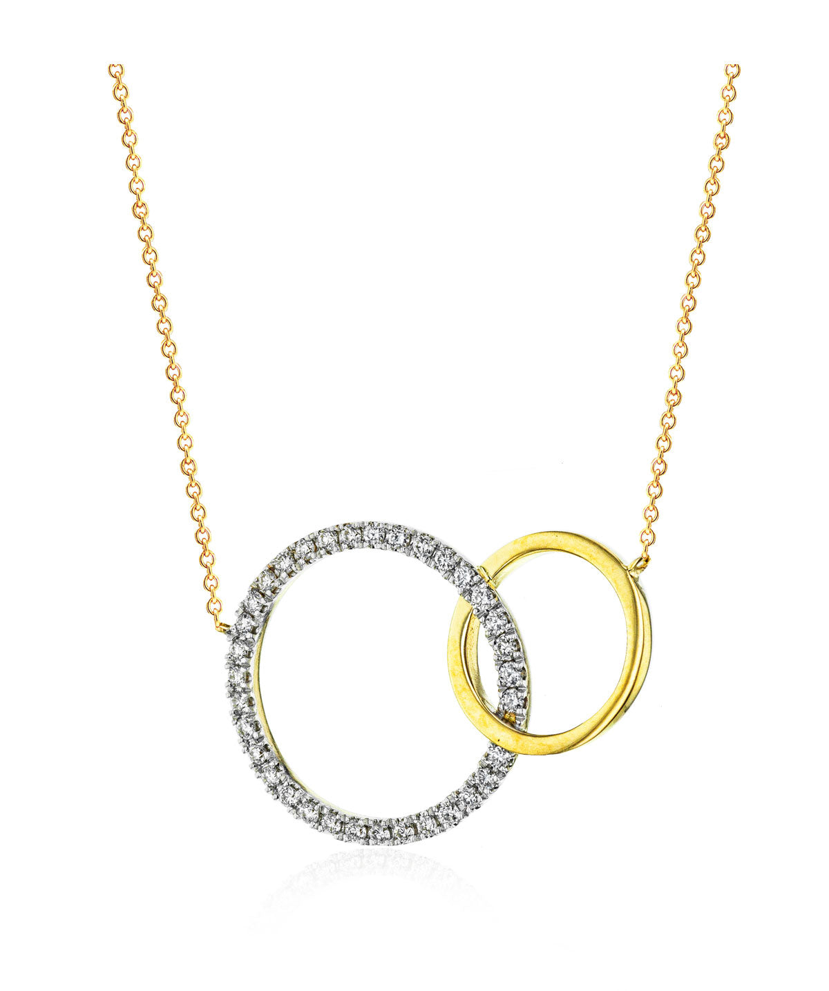 Zeghani - 14K Yellow Gold Circle & .16ct Diamond Circle Pendant Necklace