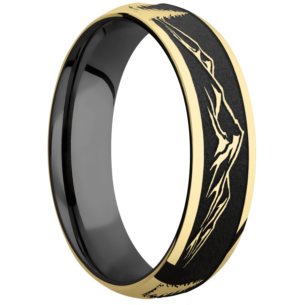 14K Yellow Gold + Polish Finish + Zirconium