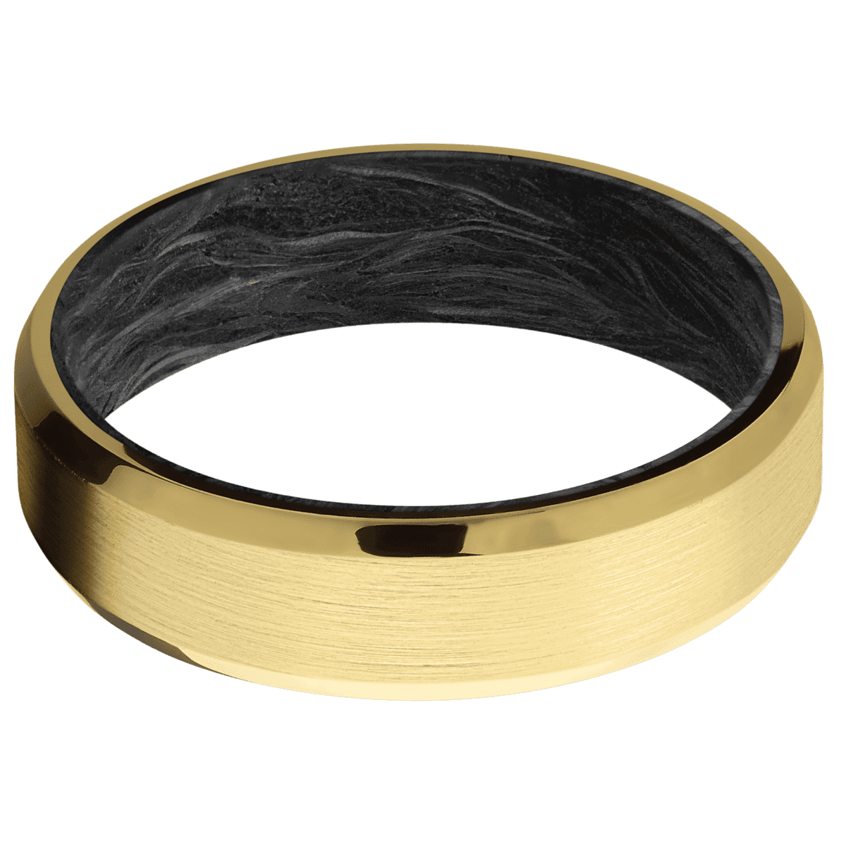 10K Yellow Gold + Satin , Polish Finish + Forged Carbon Fiber