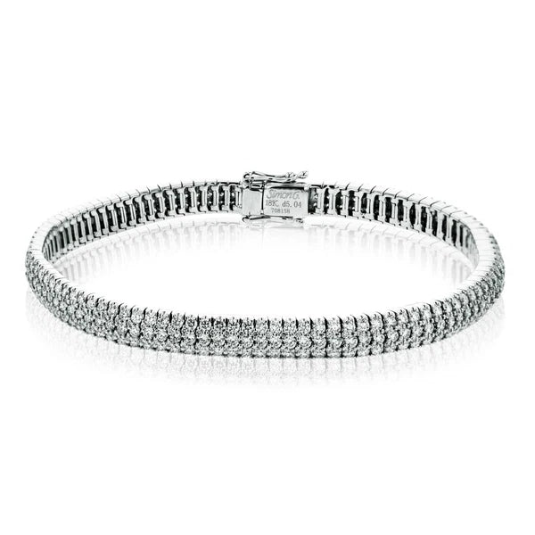 18K White Multi Row Diamond Bracelet
