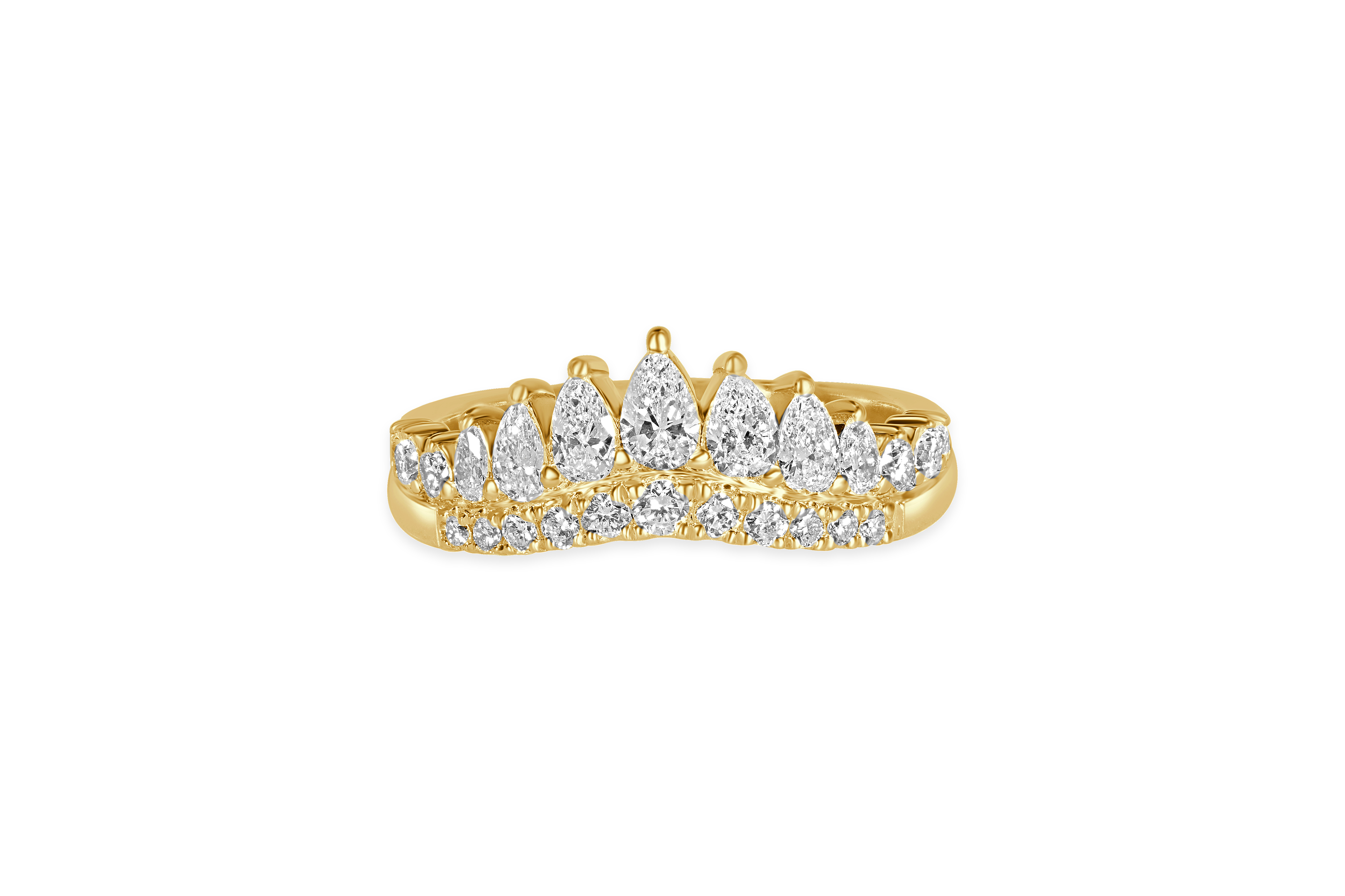 14K Yellow Gold Lab Grown Diamond Accented Double Row Contour Wedding Band