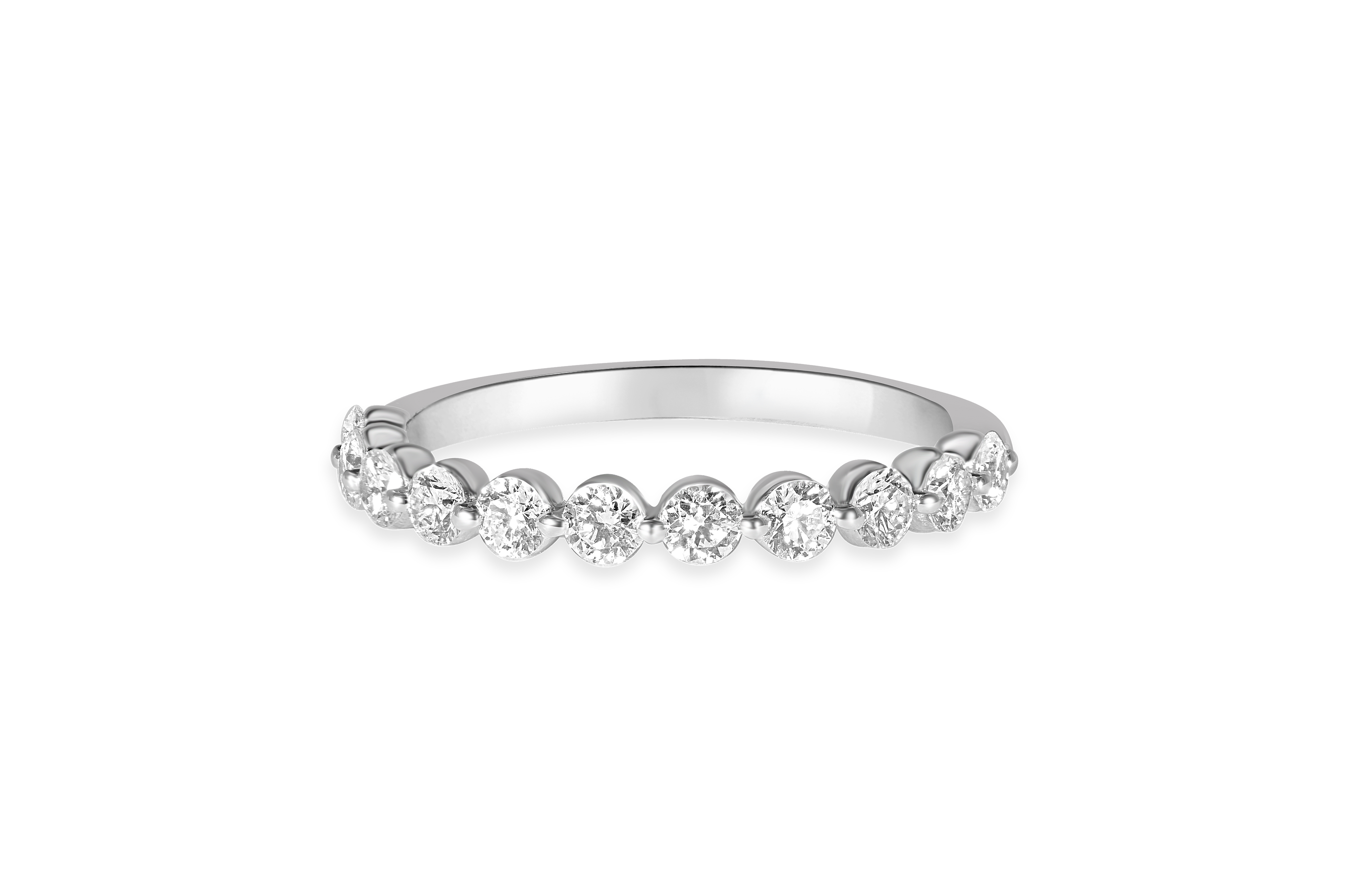 14K White Gold Single Split Prong Diamond Wedding Band