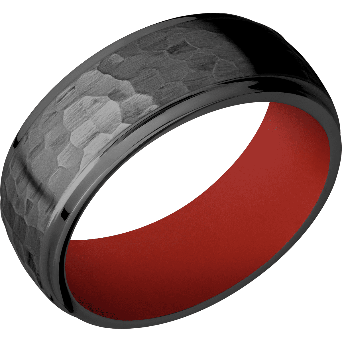 Zirconium + Hammer , Polish Finish + Red Apple