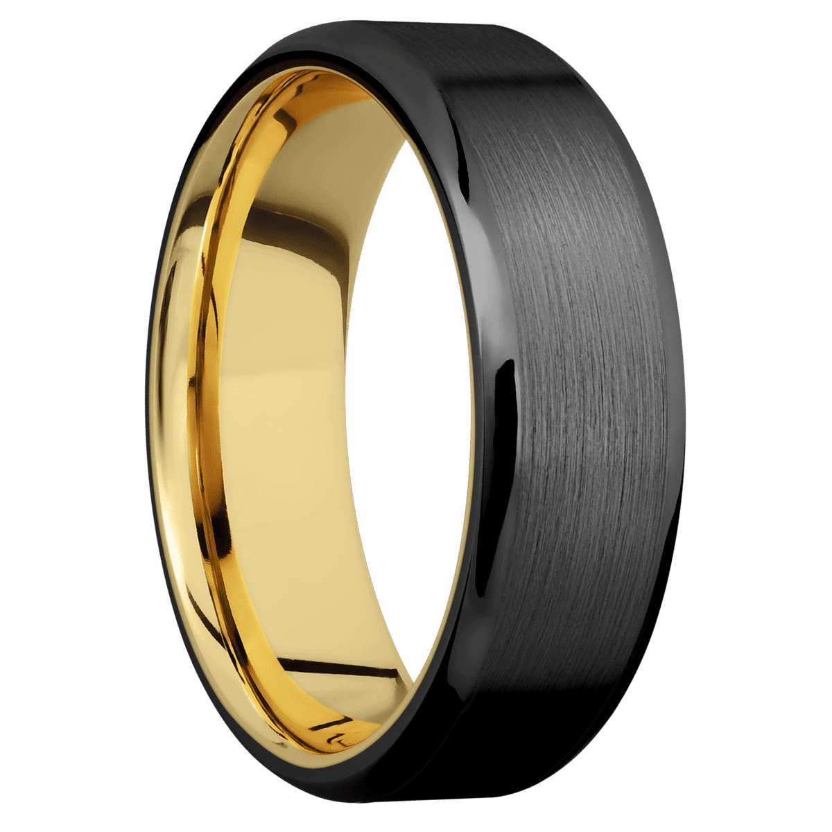Zirconium + Satin , Polish Finish + 14K Yellow Gold
