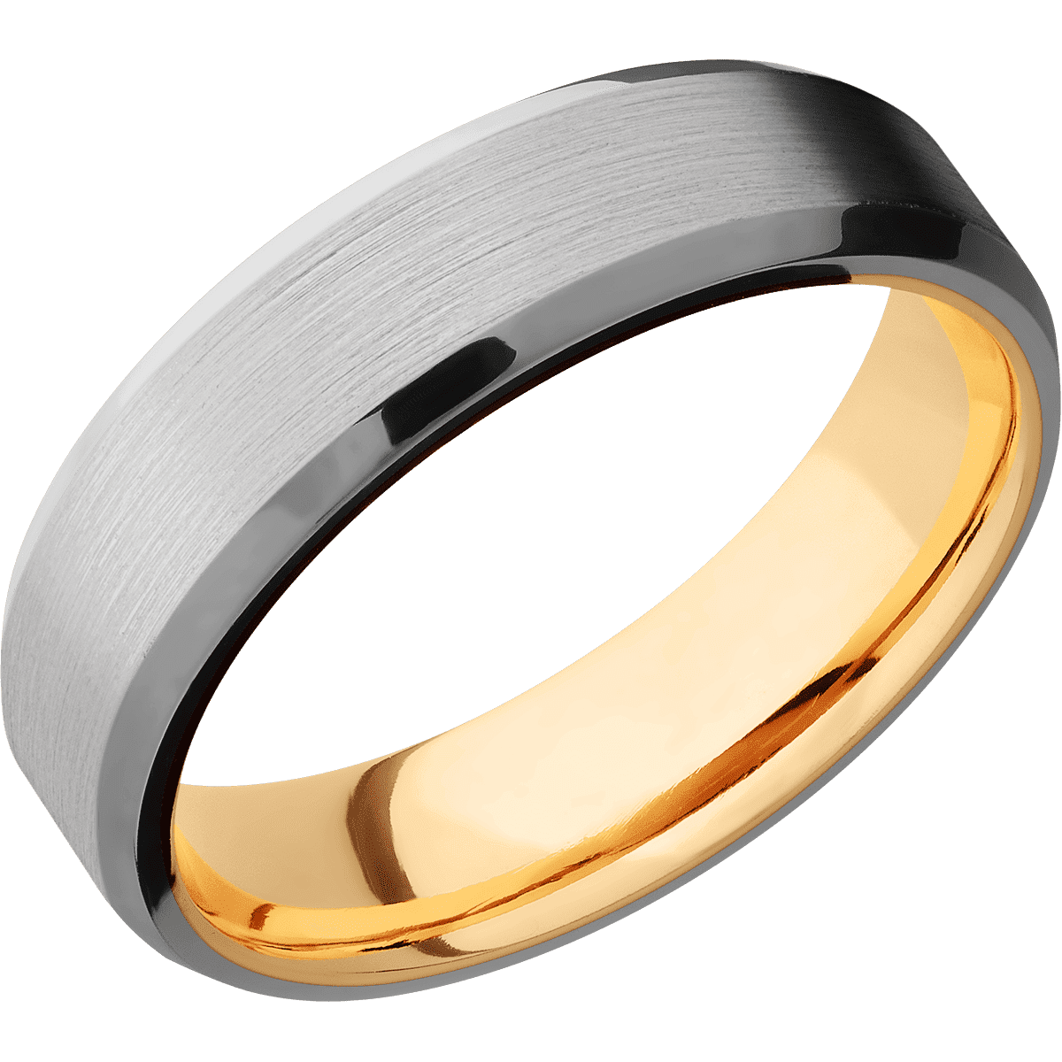 Titanium + Satin , Polish Finish + 14K Yellow Gold