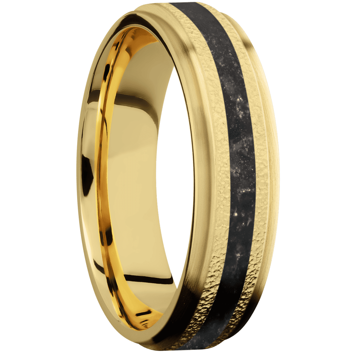 14K Yellow Gold + Stipple , Satin Finish