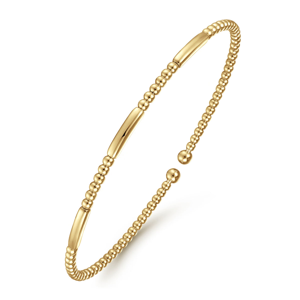 14K Yellow Gold Bujukan Bead Open Bangle