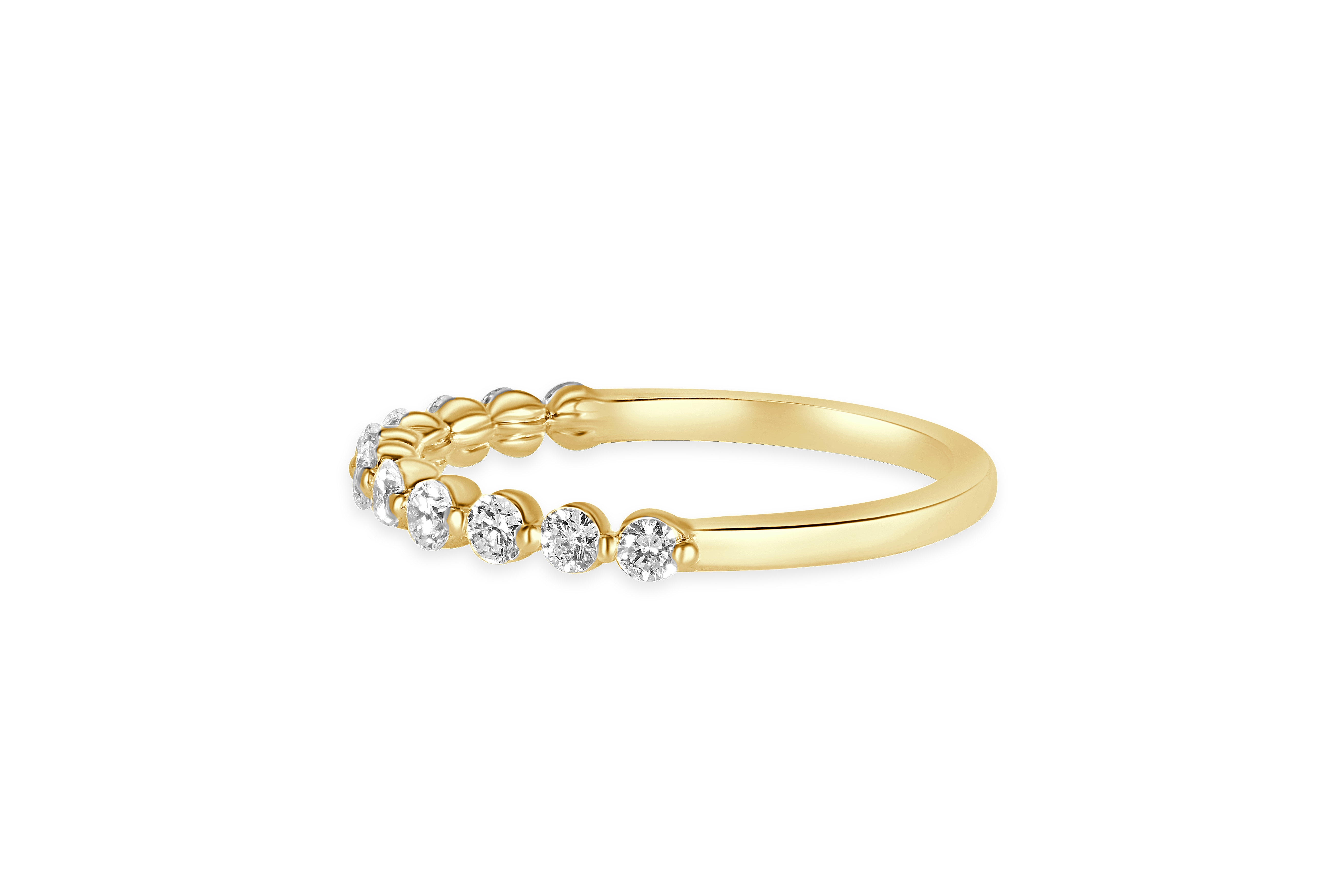 14K Yellow Gold Single Split Prong Diamond Wedding Band