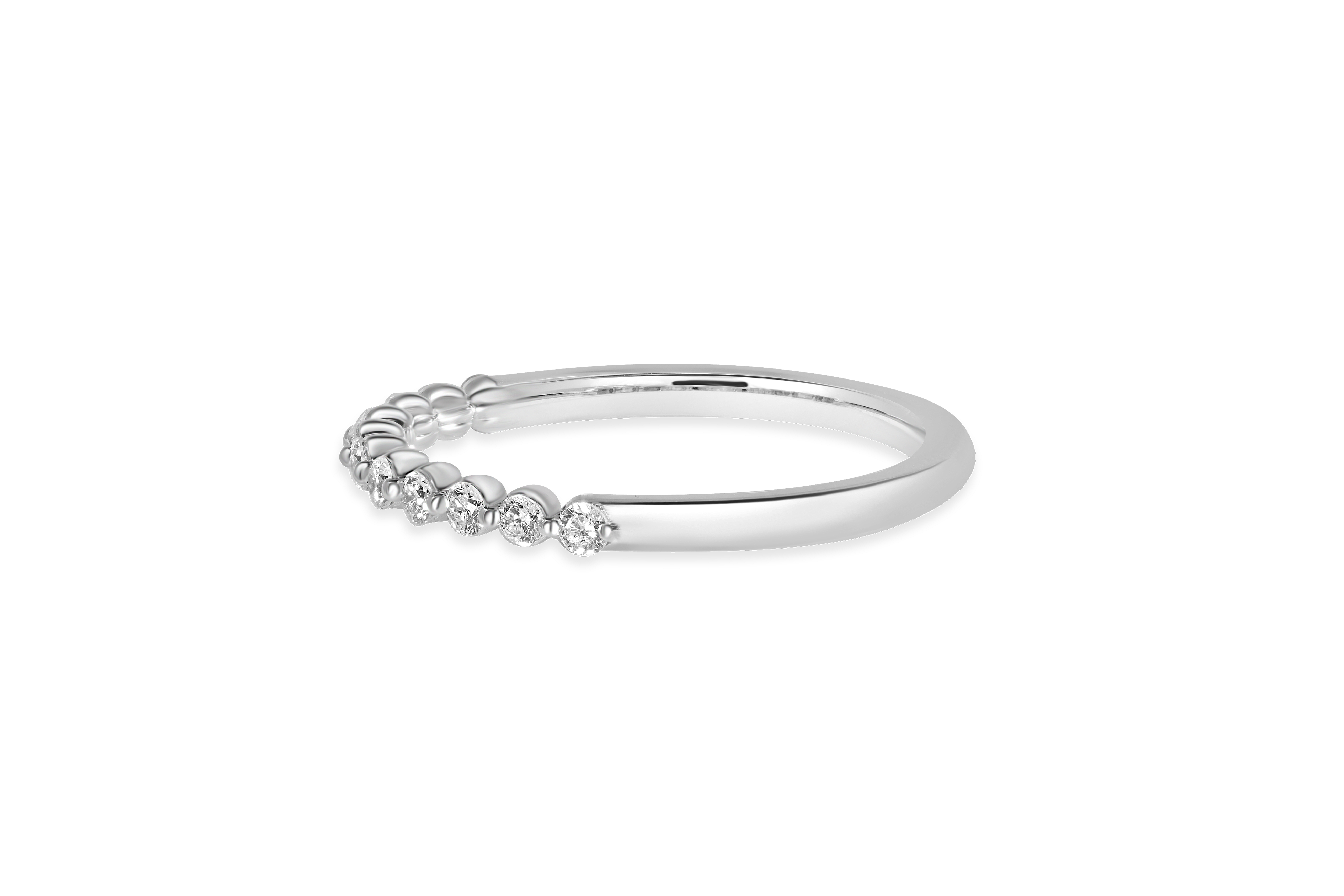14K White Gold Single Split Prong Diamond Wedding Band