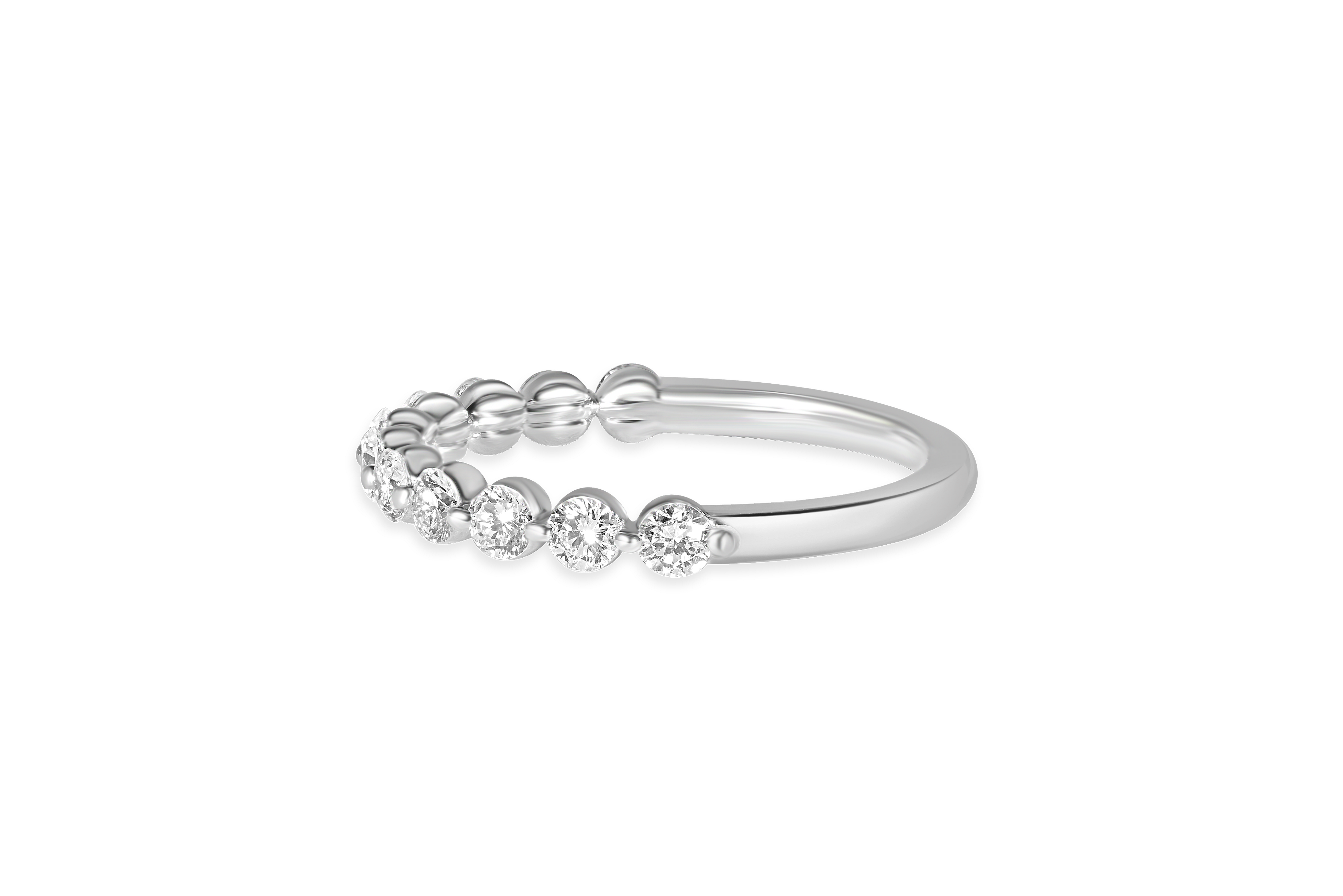 14K White Gold Single Split Prong Diamond Wedding Band