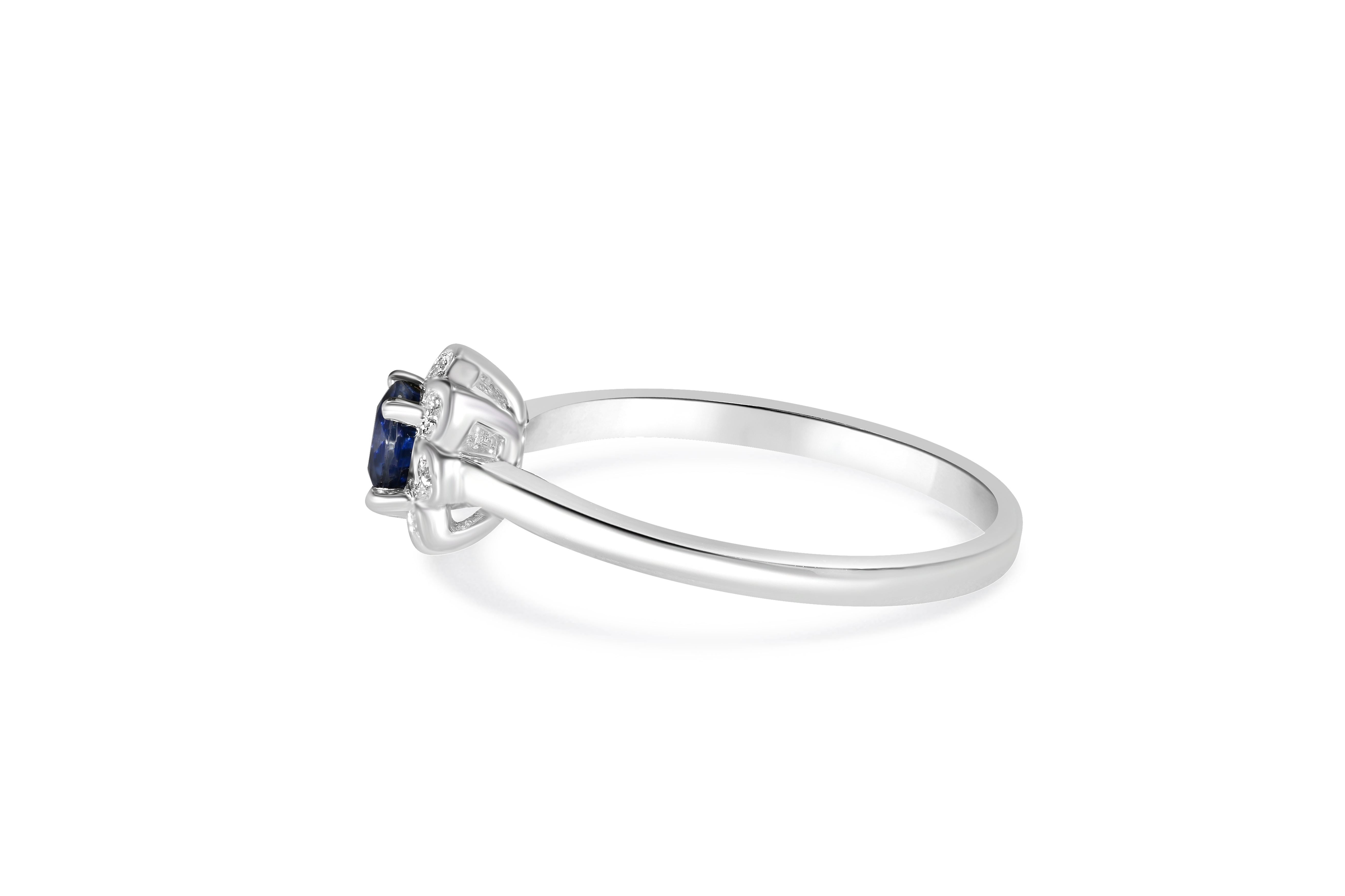 14K White Gold Sapphire and Diamond Ring