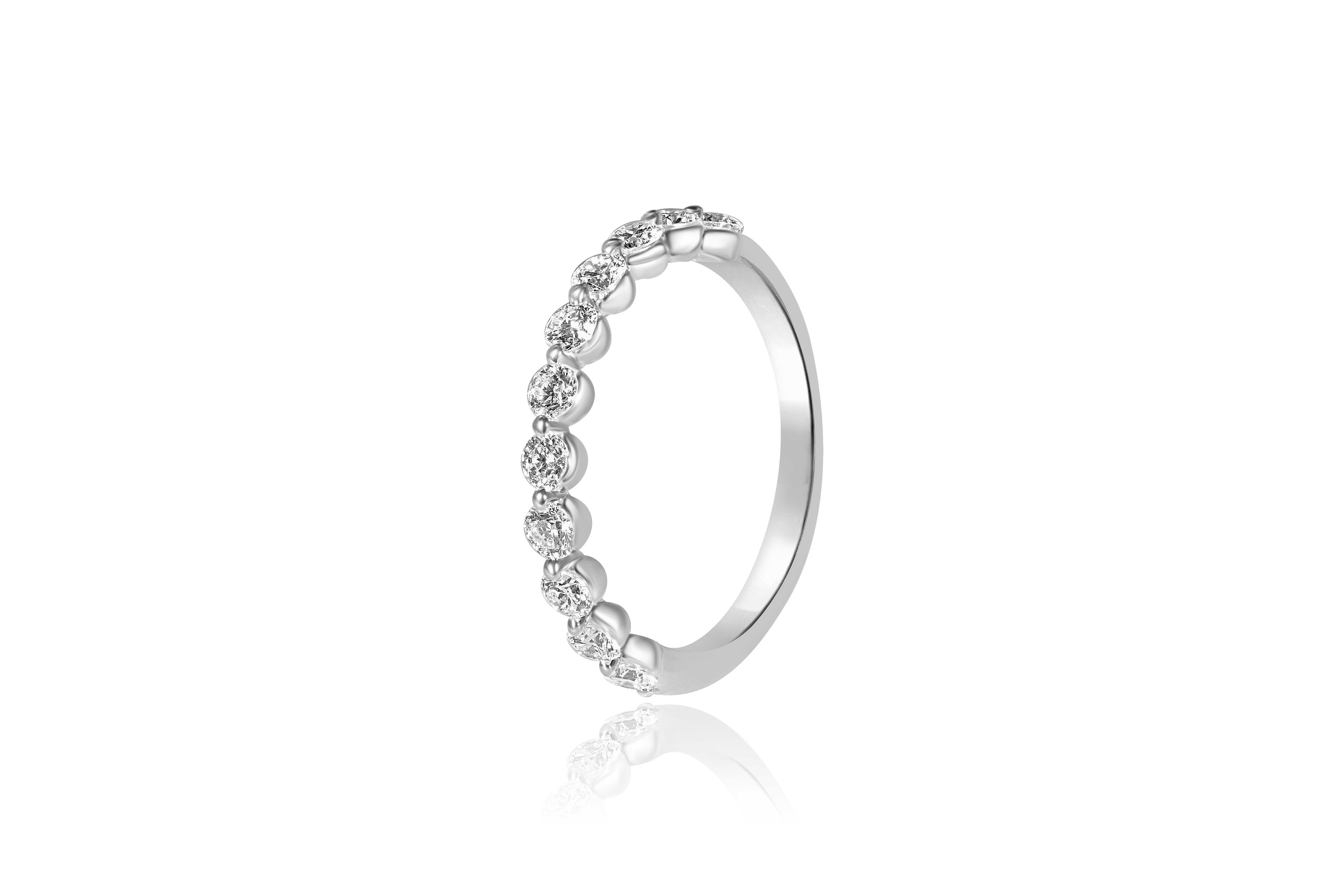 14K White Gold Single Split Prong Diamond Wedding Band