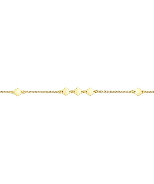 14K Yellow Gold Chain Ankle Bracelet with White Gold Diamond Flower and Star Charms