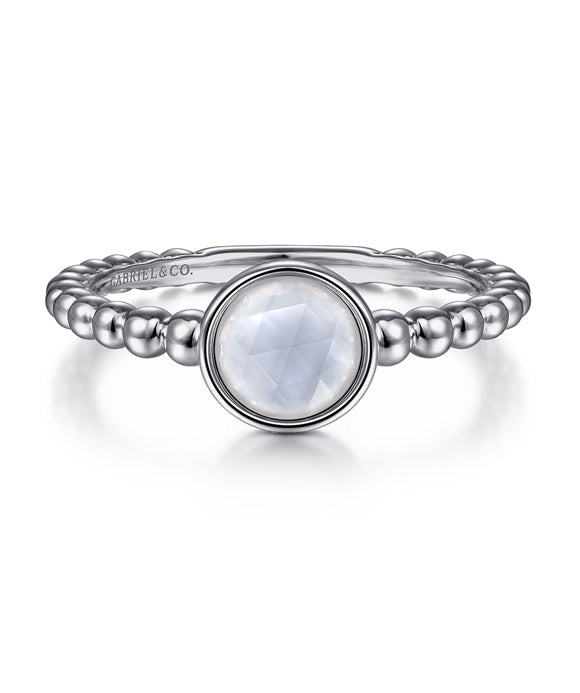 925 Sterling Silver Rock Crystal and White Mother of Pearl Bujukan Ring
