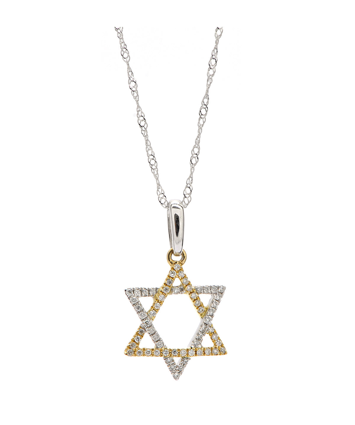 14K White and Yellow Gold Diamond Star of David Pendant