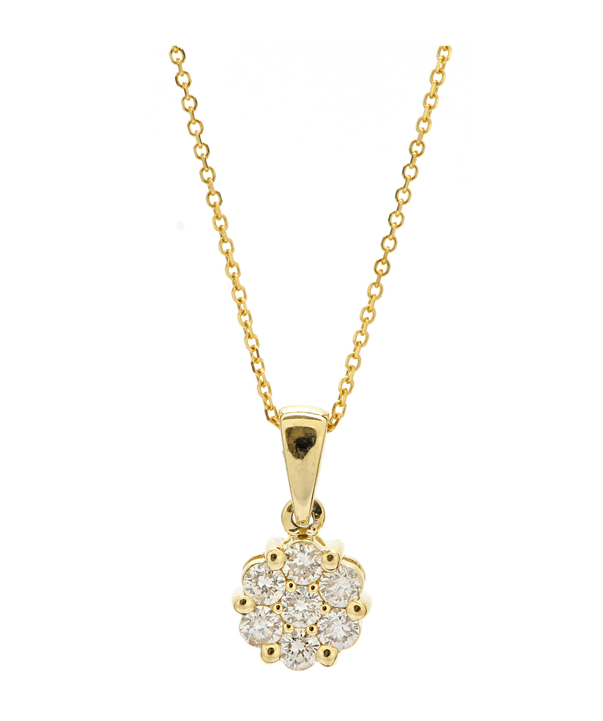 10K Yellow Gold Diamond Cluster Pendant and Earring Set