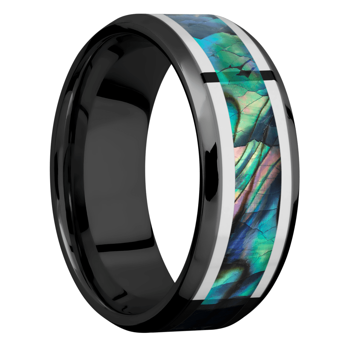Zirconium with Polish , Polish Finish and Sterling Silver Inlay