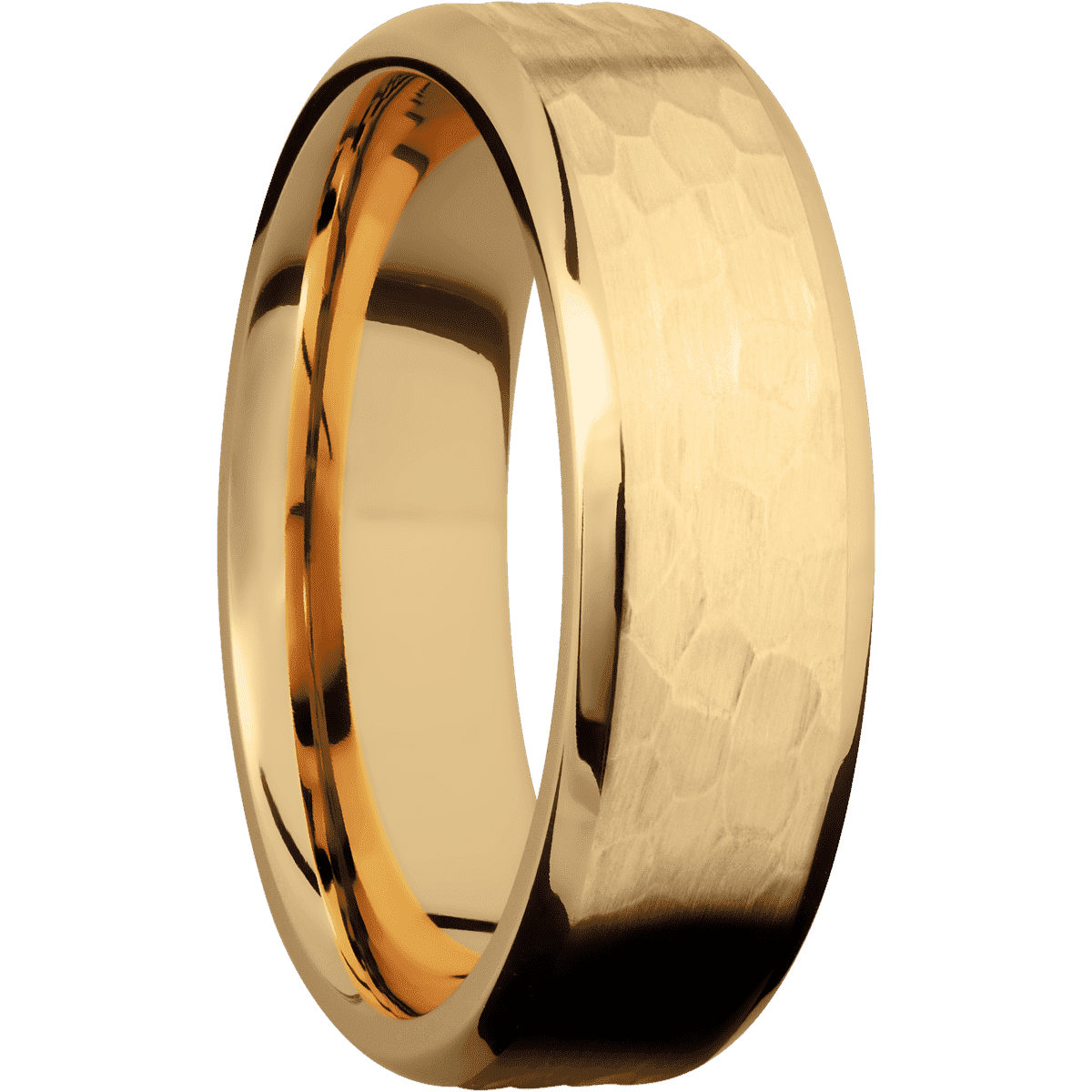 14K Yellow Gold + Hammer , Polish Finish