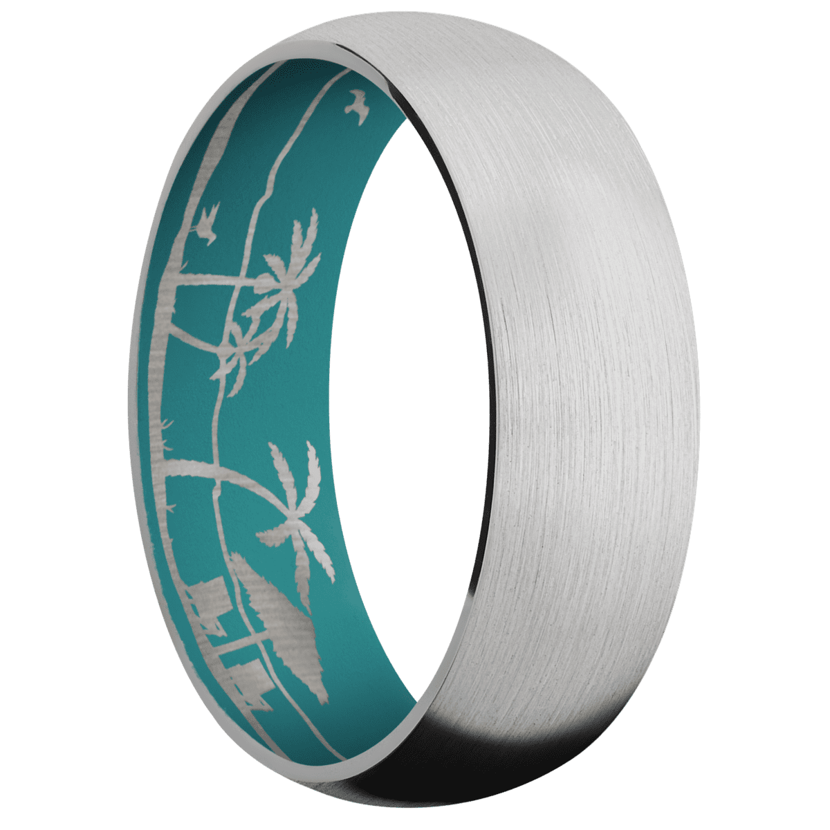 14K White Gold + Satin Finish + Teal