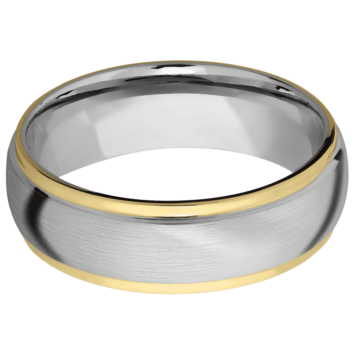 14K White Gold with Satin , Polish Finish and 14K Yellow Gold Inlay