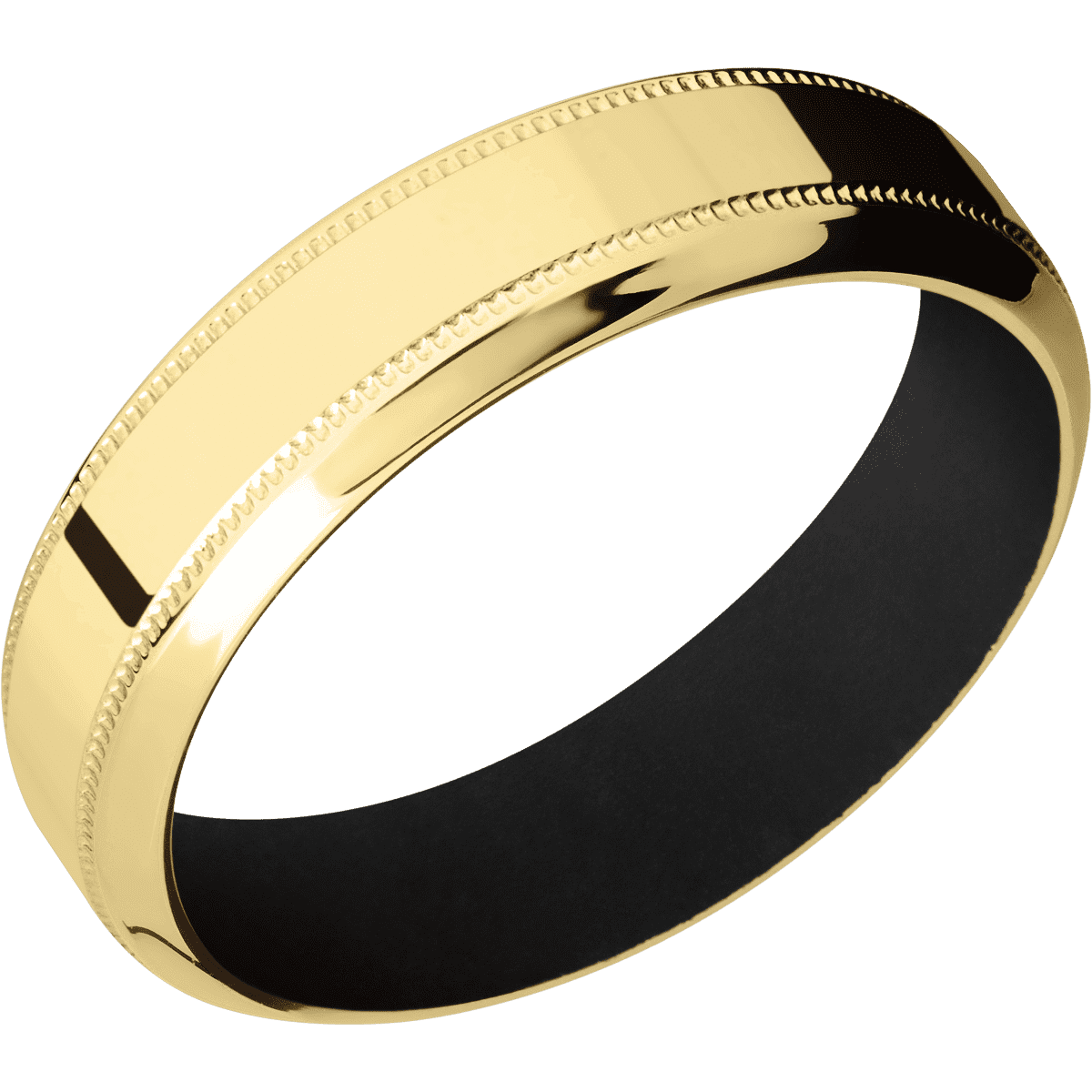 14K Yellow Gold + Polish , Polish Finish + Black