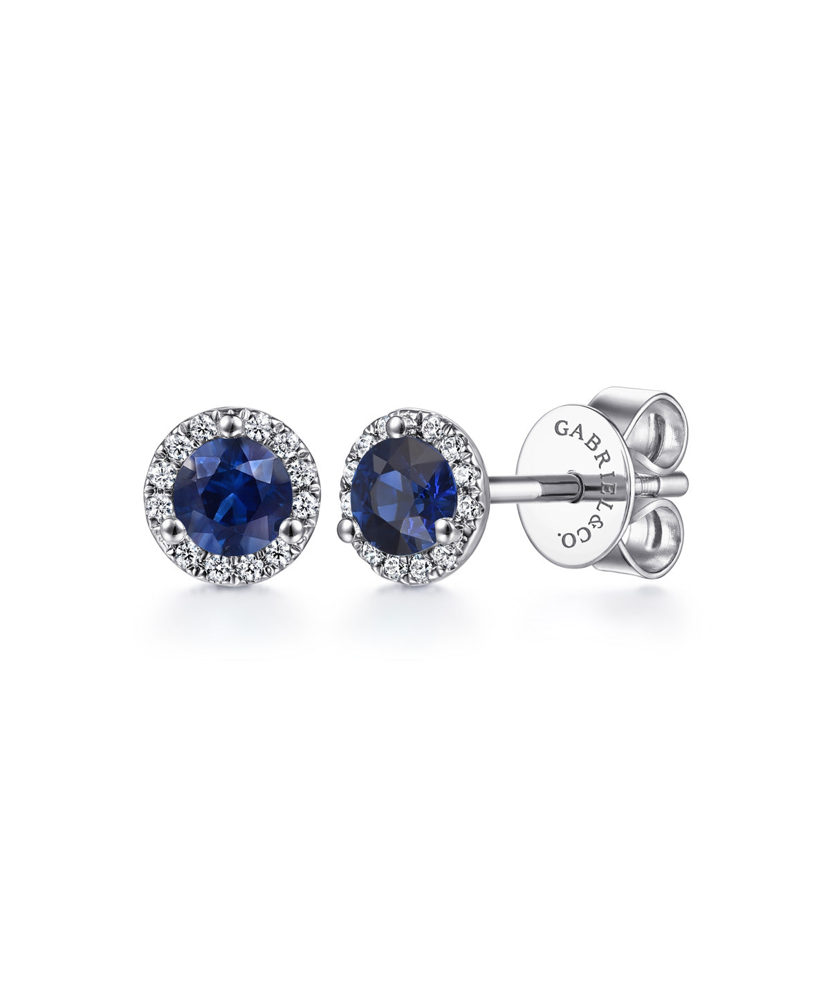 14K White Gold 4mm Sapphire Stud Earrings