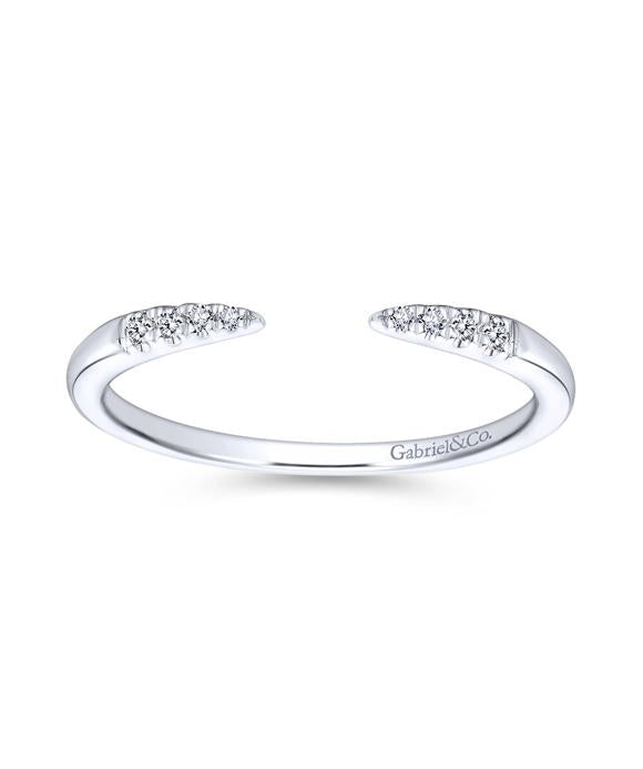 14K White Gold Open Diamond Tipped Stackable Ring