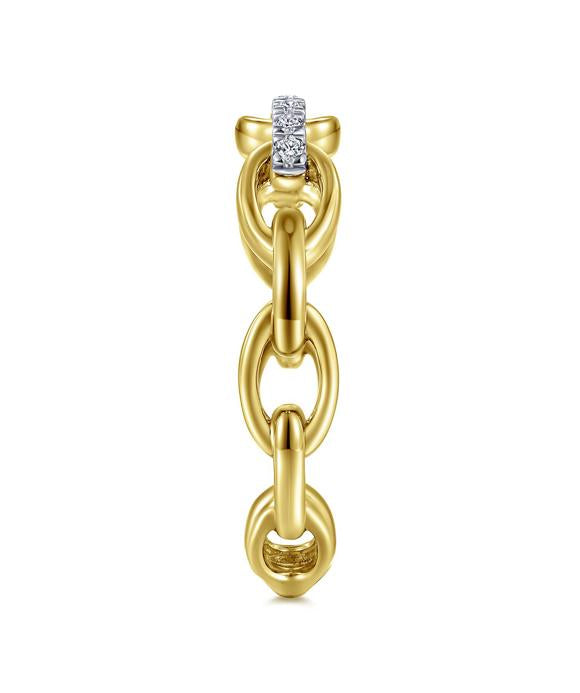 14K Yellow Gold Oval Chain Link Diamond Ring