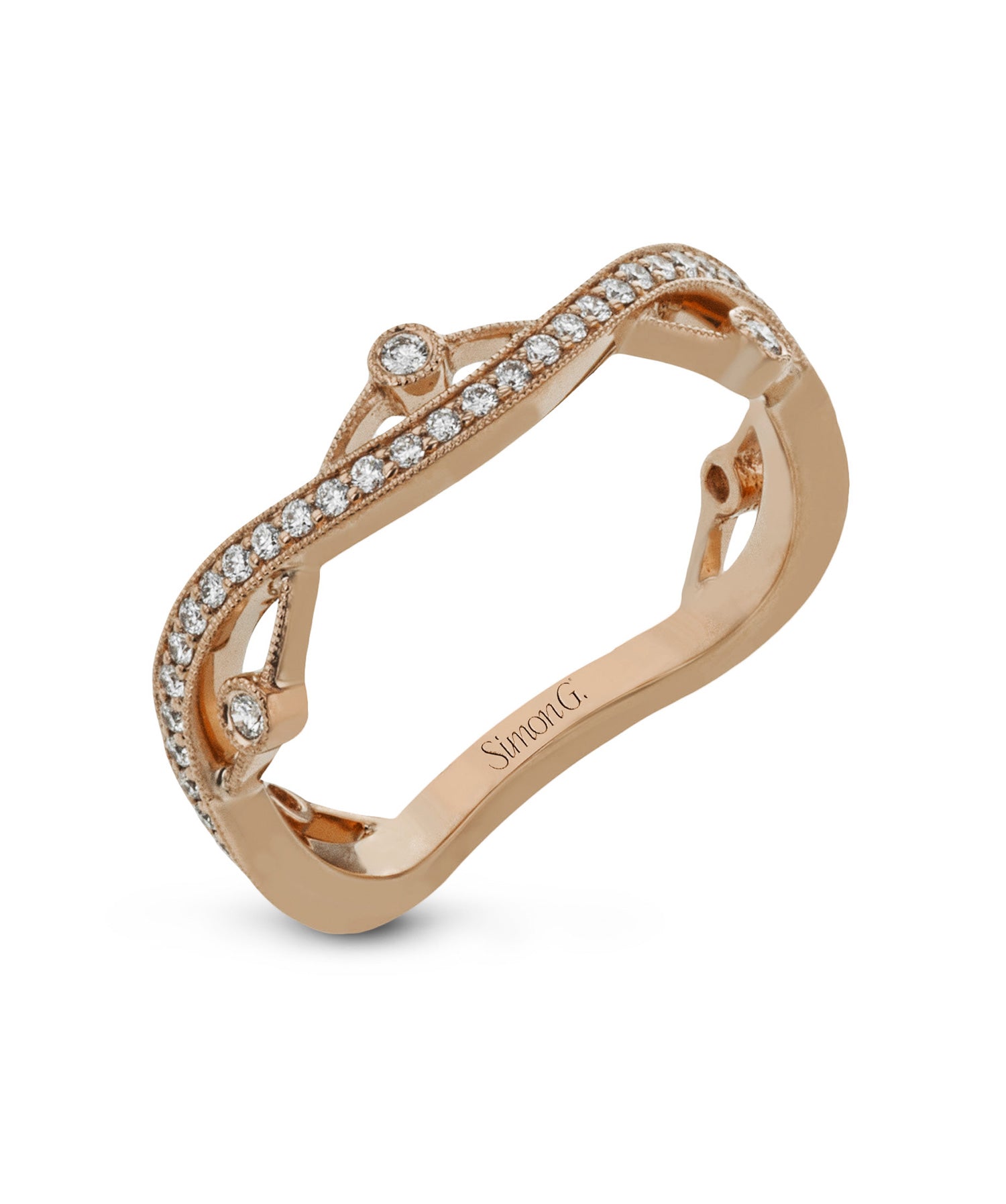 Simon G. - 18K Rose Gold Diamond Fashion Stackable Ring