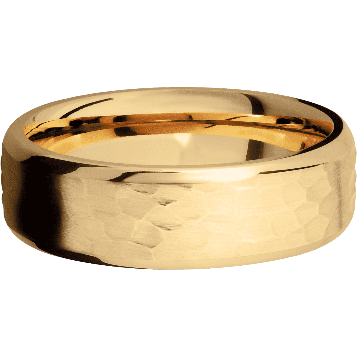 14K Yellow Gold + Hammer , Polish Finish