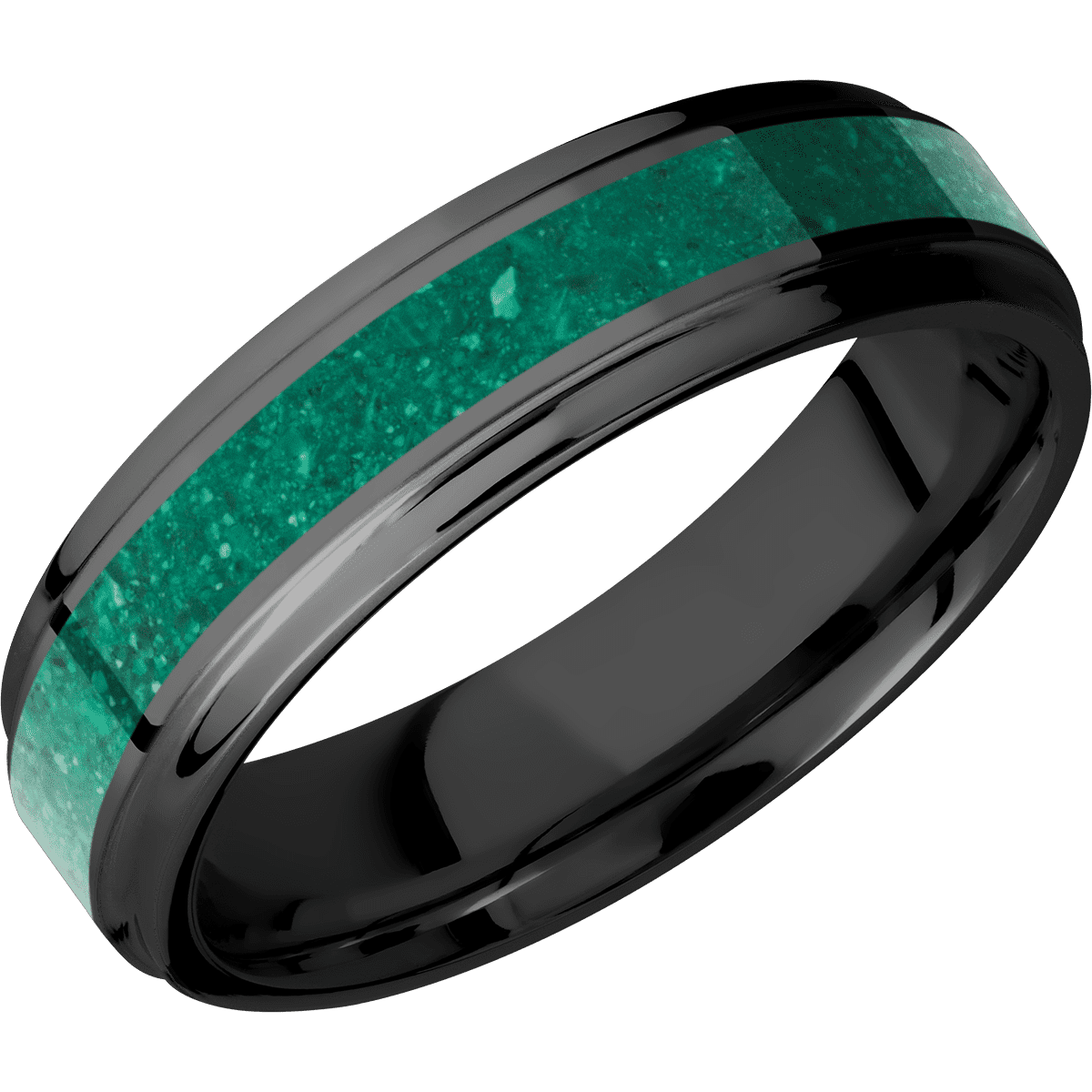 Zirconium with Polish , Polish Finish and Malachite Inlay