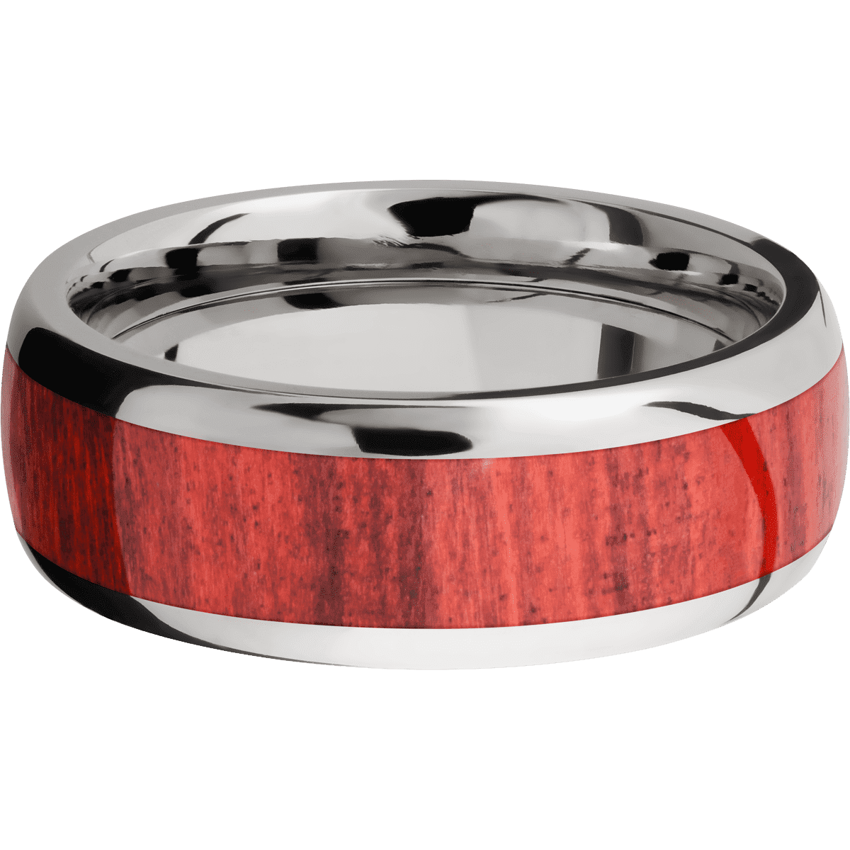 Titanium with Polish Finish and Red Heart Inlay