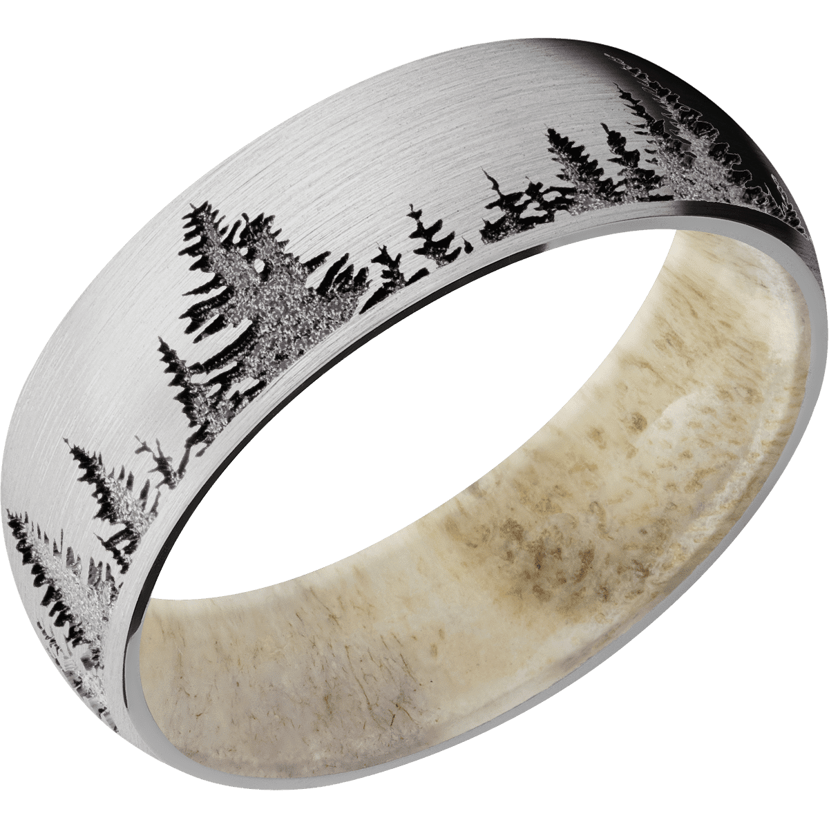 14K White Gold + Satin Finish + Antler