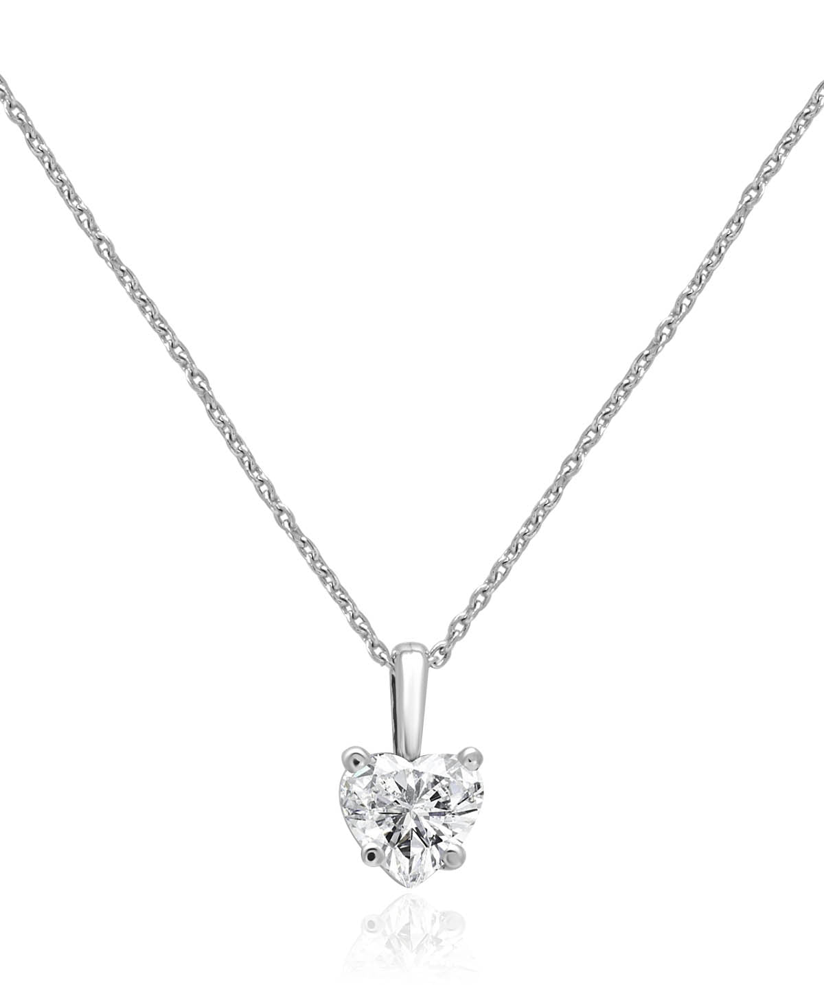 14K White Gold Heart Shaped Natural Certified Diamond Pendant