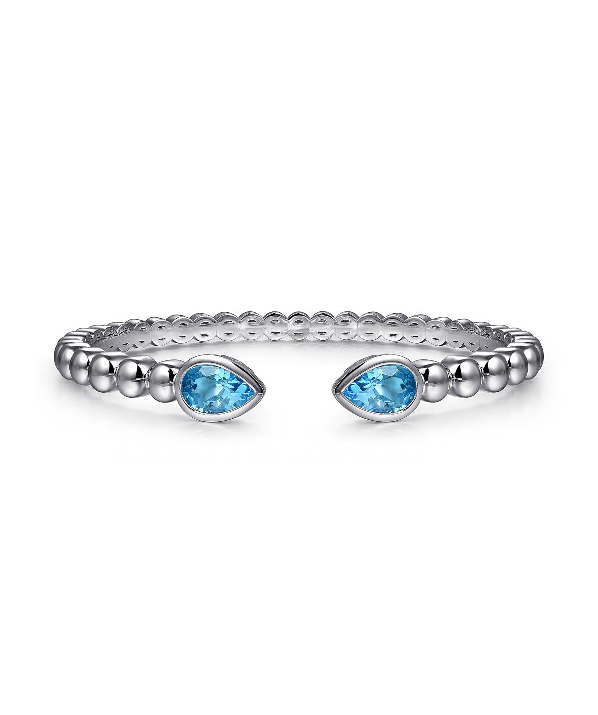 925 Sterling Silver Bujukan and Pear Shape Blue Topaz Split Bangle Bracelet