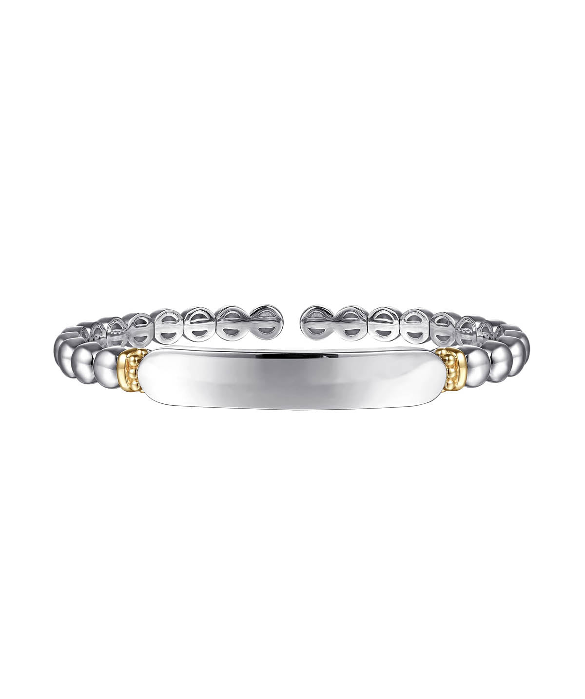 14K Yellow Gold and 925 Sterling Silver Bujukan Personalize Open Bangle Bracelet
