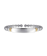 14K Yellow Gold and 925 Sterling Silver Bujukan Personalize Open Bangle Bracelet
