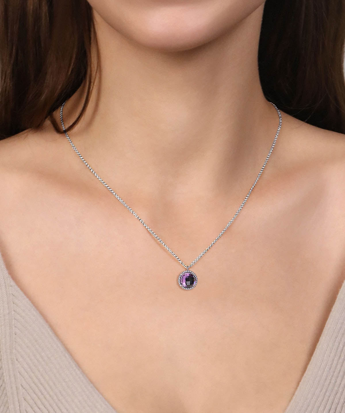 925 Sterling Silver Bujukan Amethyst Pendant Necklace