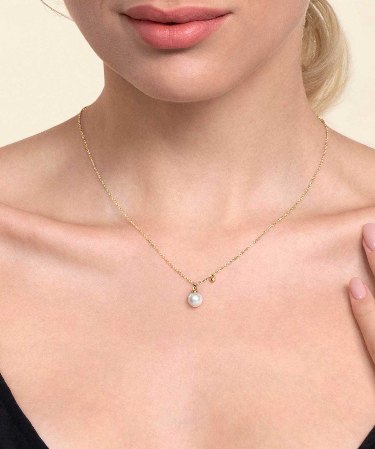 14K Yellow Gold Pearl Drop Necklace