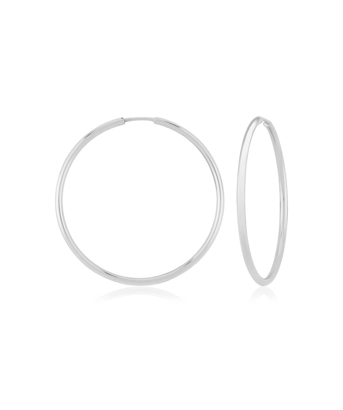 14K White Gold 1.5x30mm Endless Hoop Earrings