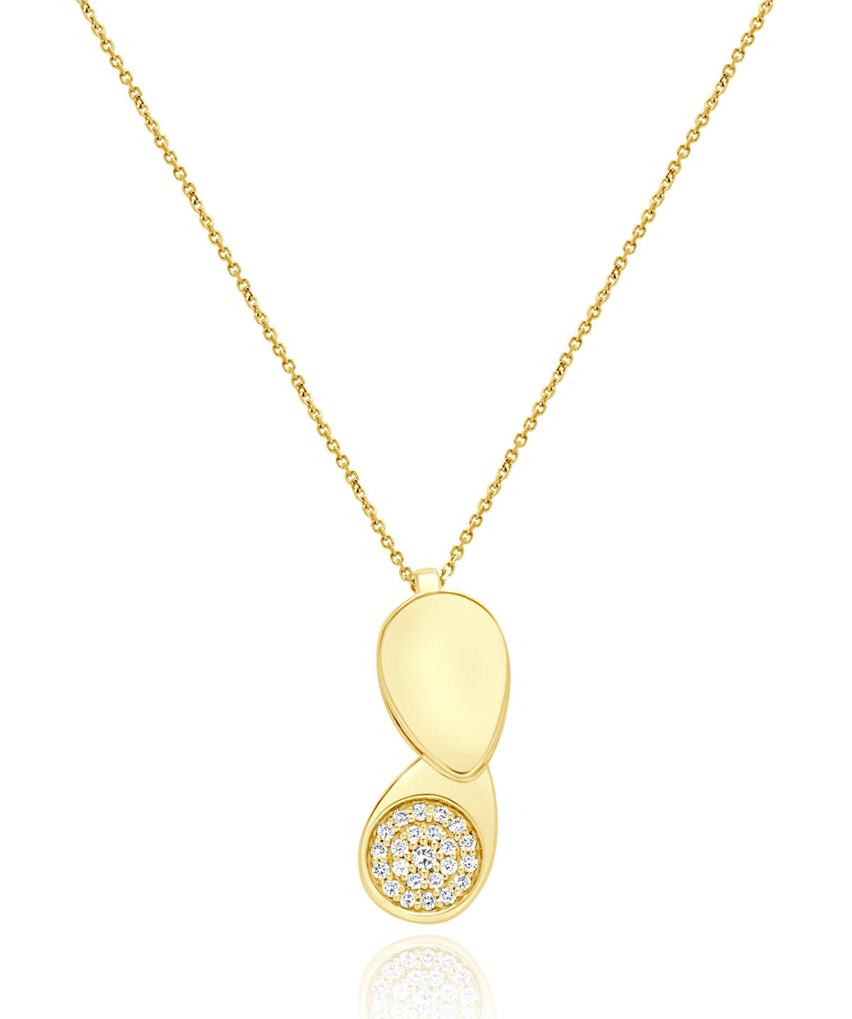 14K Yellow Gold Diamond Pave Round Loop Pendant