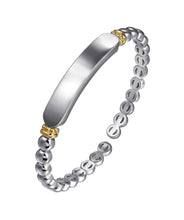 14K Yellow Gold and 925 Sterling Silver Bujukan Personalize Open Bangle Bracelet