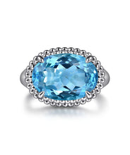 925 Sterling Silver Bujukan Blue Topaz Signet Ring