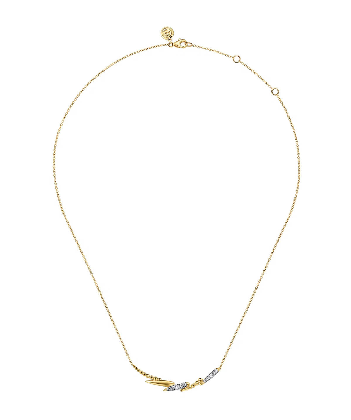 Bujukan Punk - 14K Yellow Gold Bujukan and Diamond Bar Necklace