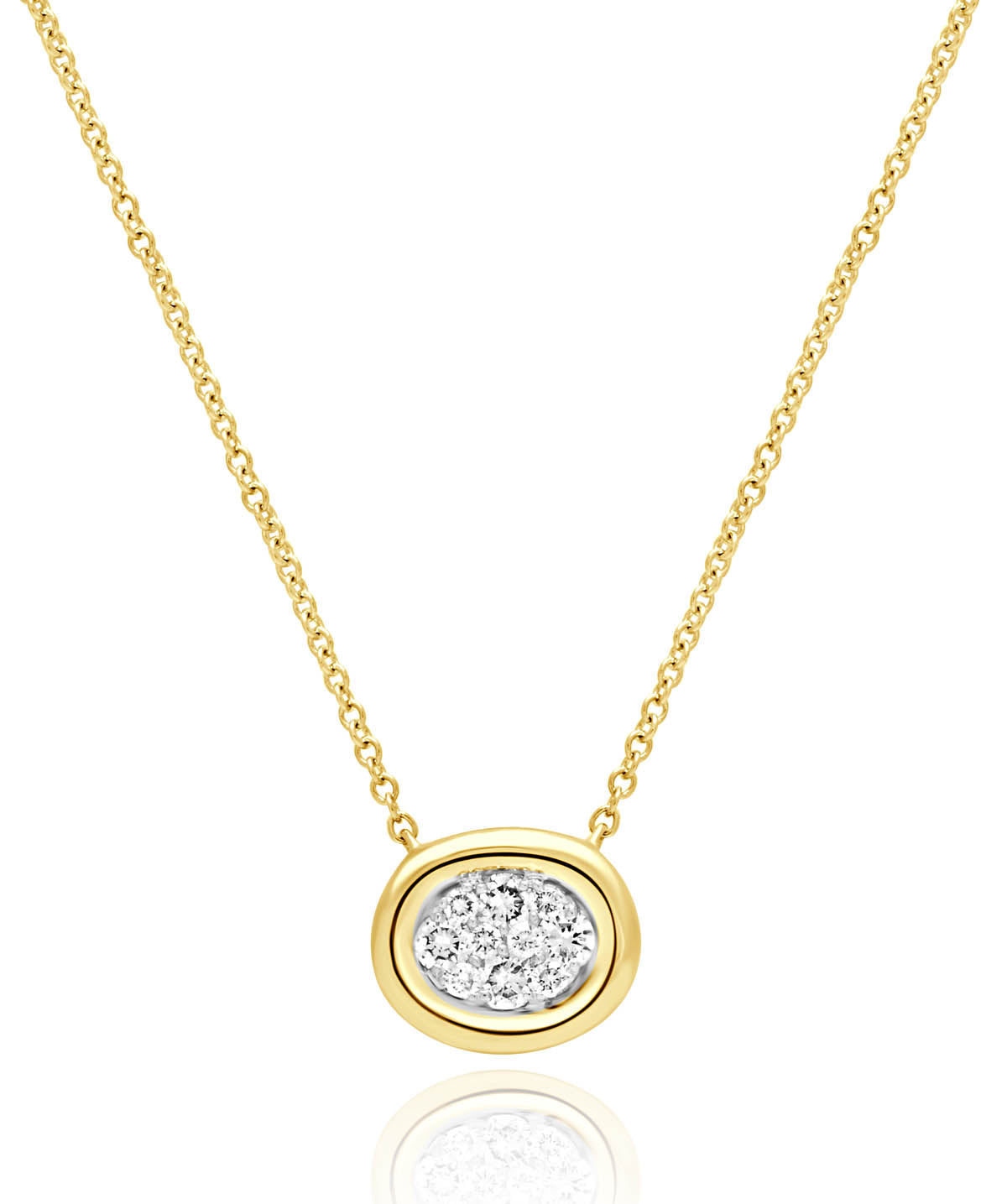 14K Yellow Gold Bezel Set Diamond Cluster Pendant Necklace