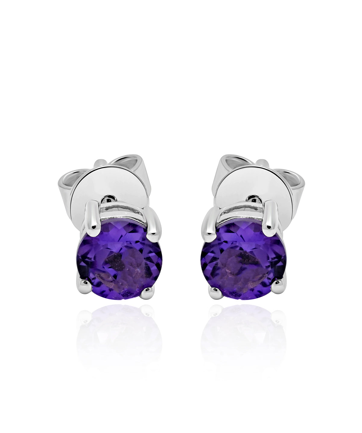 925 Sterling Silver 5mm Amethyst 4 Prong Studs