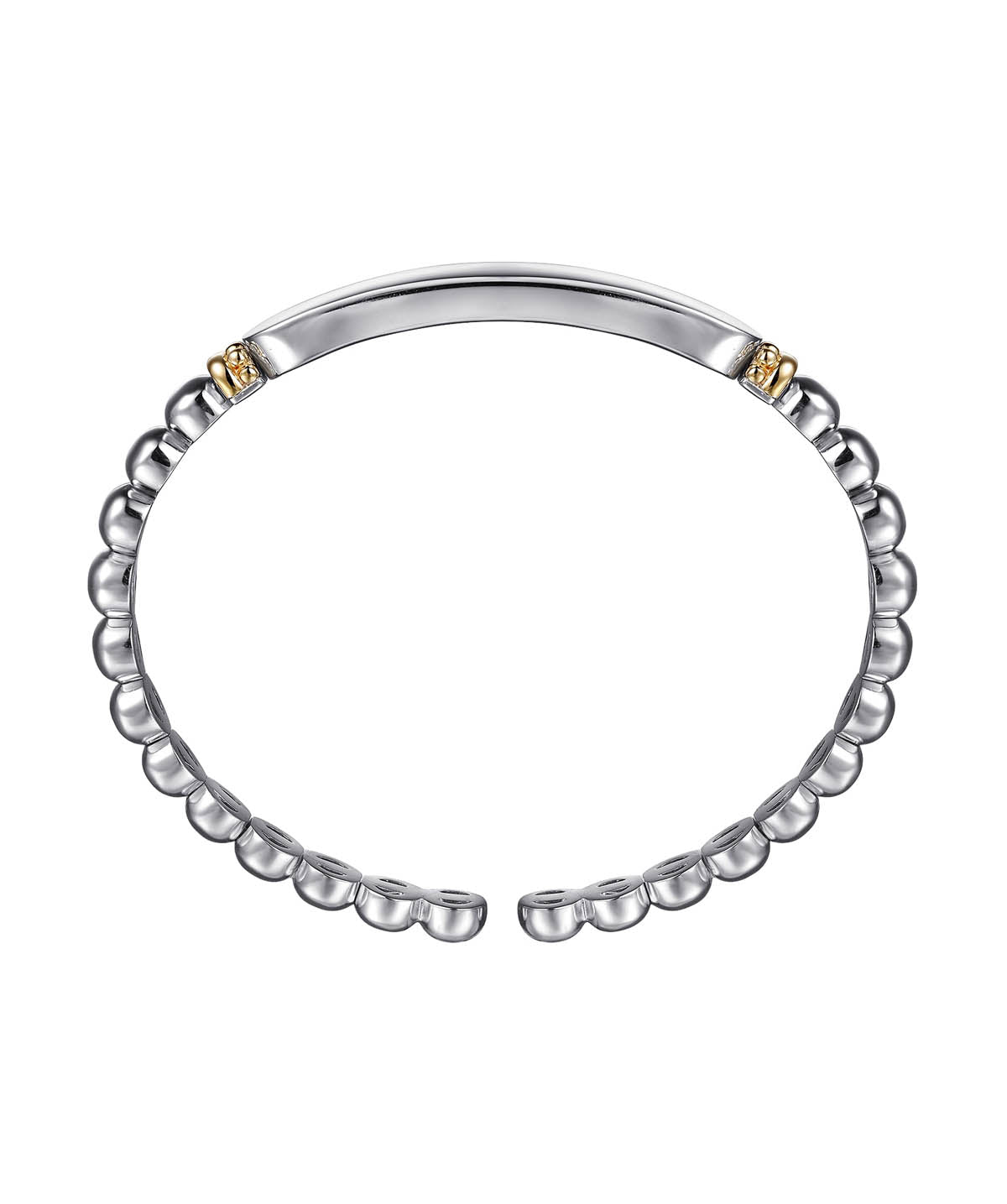 14K Yellow Gold and 925 Sterling Silver Bujukan Personalize Open Bangle Bracelet