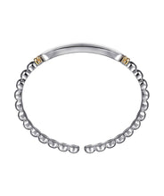 14K Yellow Gold and 925 Sterling Silver Bujukan Personalize Open Bangle Bracelet