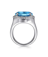 925 Sterling Silver Bujukan Blue Topaz Signet Ring